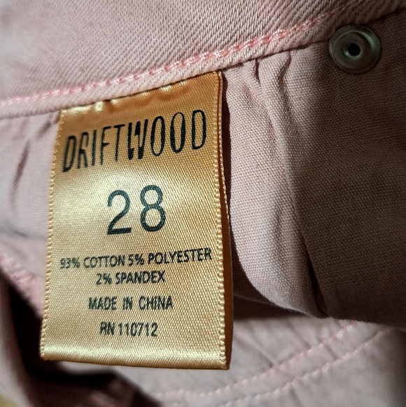 DRIFTWOOD Womens 28 Colette Pink Cropped Jeans Embroidered Floral Raw Hem - Picture 13 of 14